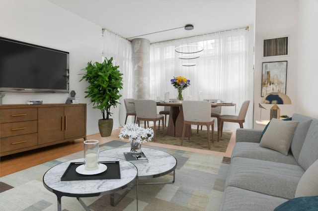 living room featuring light hardwood / wood-style floors