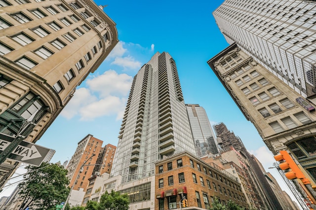 view of building exterior with a city view