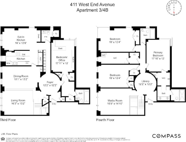 411 W End Ave Unit 3B/4B, New York City NY, 10024, 4 bedrooms, 3.5 baths condo for sale