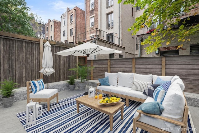 view of patio featuring outdoor lounge area