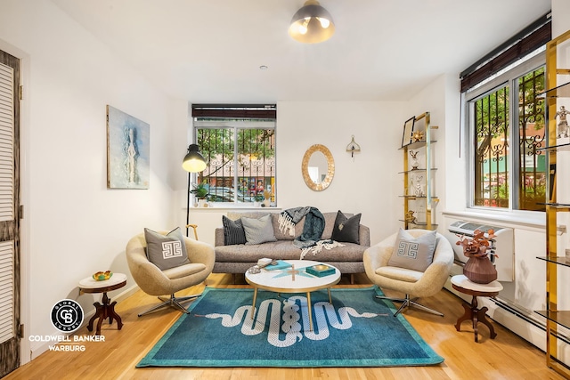 living area with wood finished floors