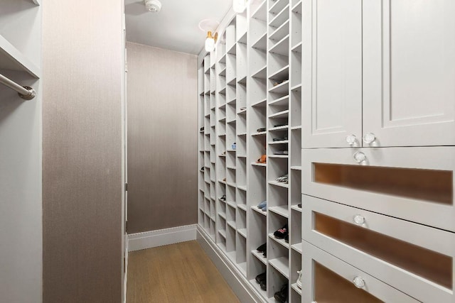 walk in closet featuring light wood-type flooring