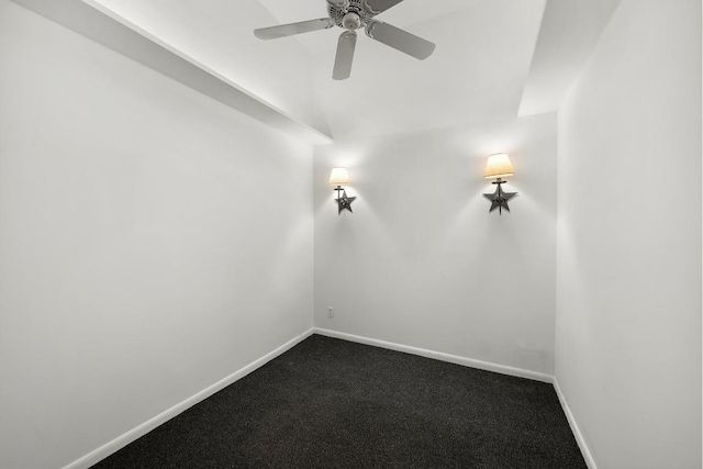 empty room featuring ceiling fan and carpet flooring