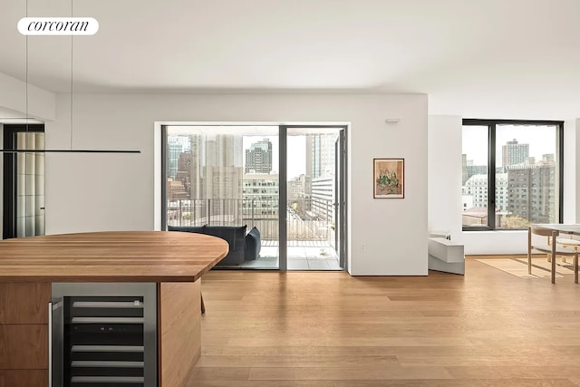 9 Chapel St Phb, Phb, New York City, NY 11201 - dining room featuring beverage cooler, light wood-style floors, and a city view