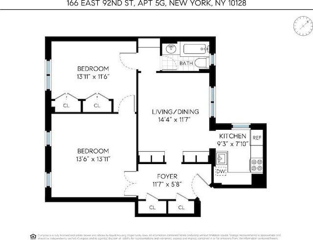 166 E 92nd St Unit 5G, New York City NY, 10128, 2 bedrooms, 1 bath condo for sale