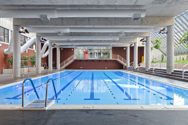 community pool with stairway