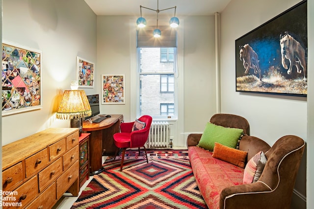 office area with radiator heating unit