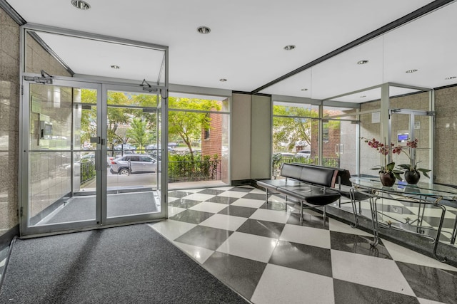 community lobby with a sunroom