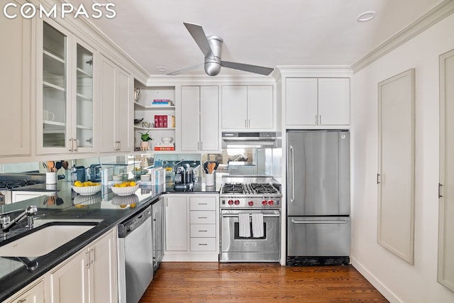 kitchen with white cabinets, sink, and stainless steel appliances