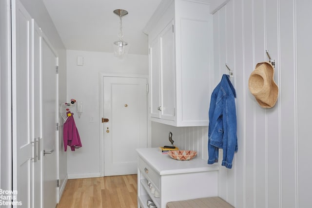 mudroom with light wood-type flooring