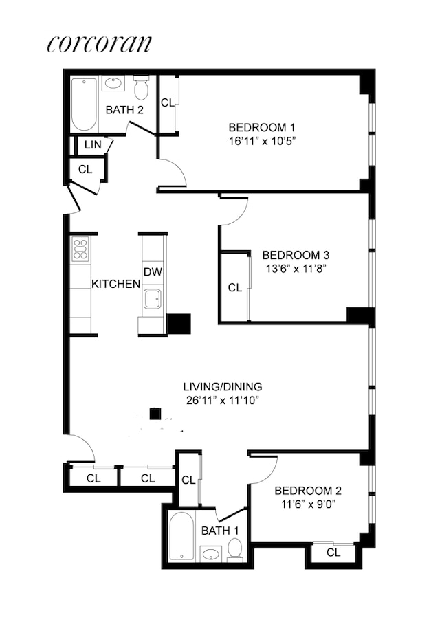 2 S End Ave Unit 8Lm, New York City, NY 10280 - view of floor plan / room layout