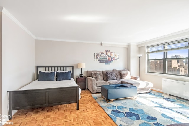 201 E 28th St Unit 17C, New York City, NY 10016 - bedroom with crown molding and baseboards