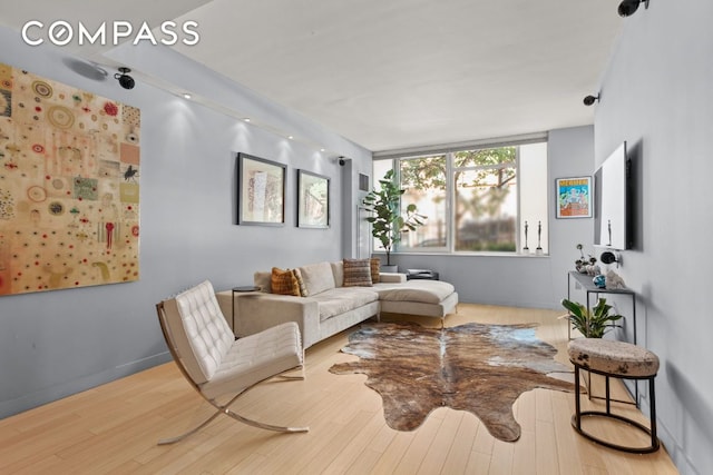 living room with light hardwood / wood-style flooring