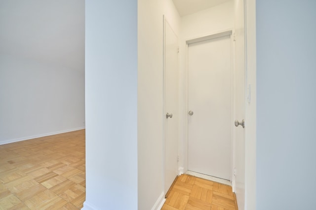 corridor with light parquet floors