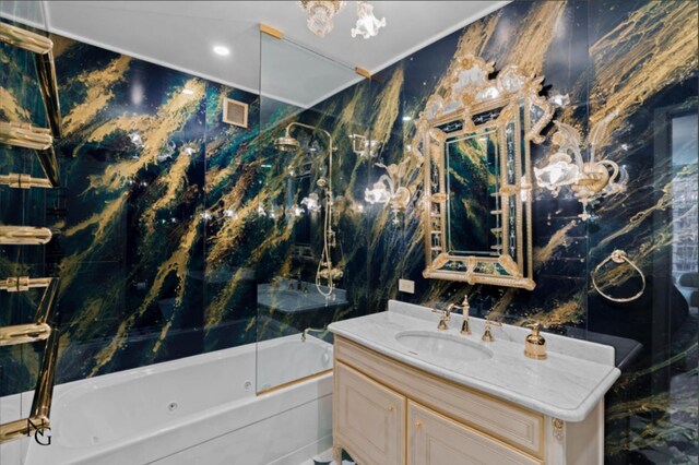 full bath with vanity and shower / bath combination