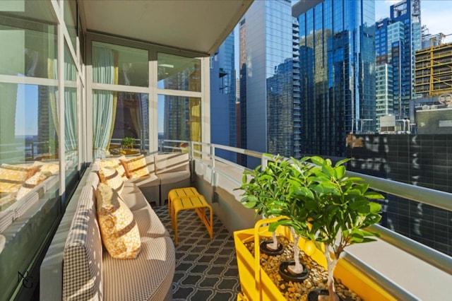 balcony with a view of city
