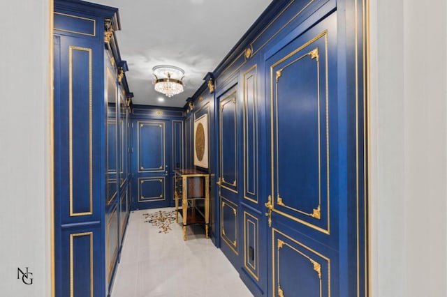 interior space with a notable chandelier