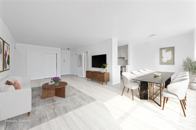 living area with light wood finished floors