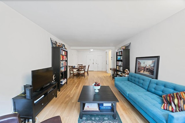 living room with light wood-type flooring