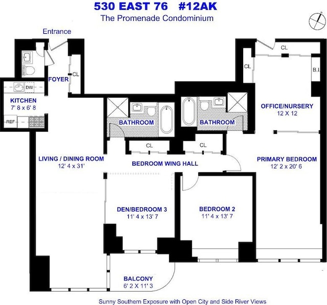 530 E 76th St Unit 12Ak, New York City NY, 10021, 3 bedrooms, 2.5 baths condo for sale