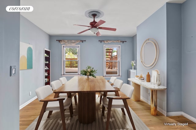 spare room with ceiling fan and light hardwood / wood-style floors