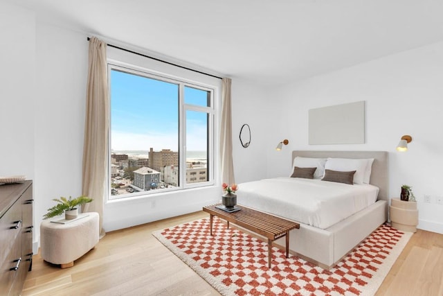 bedroom with light hardwood / wood-style flooring