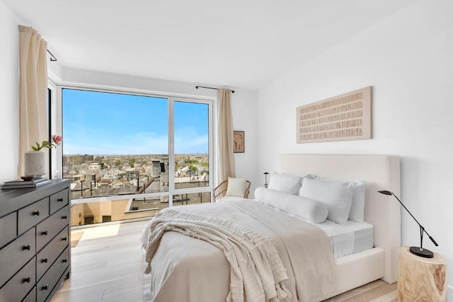 bedroom with light hardwood / wood-style flooring