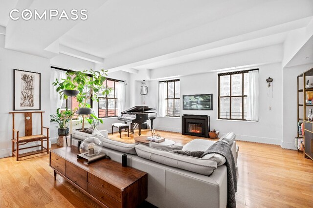 living room with light wood-type flooring