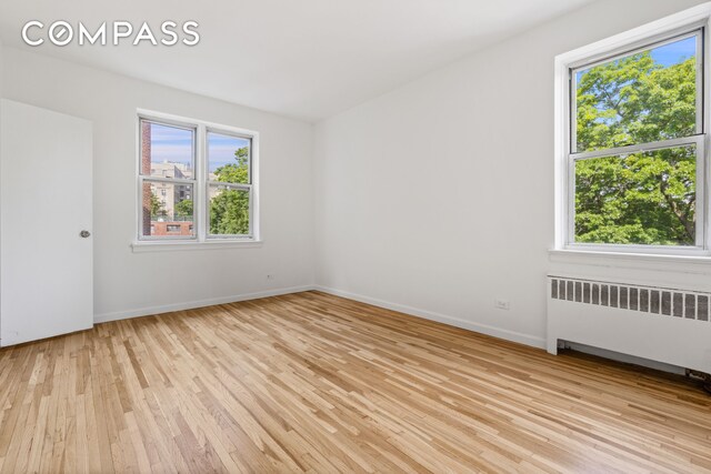 interior space featuring light hardwood / wood-style floors and radiator