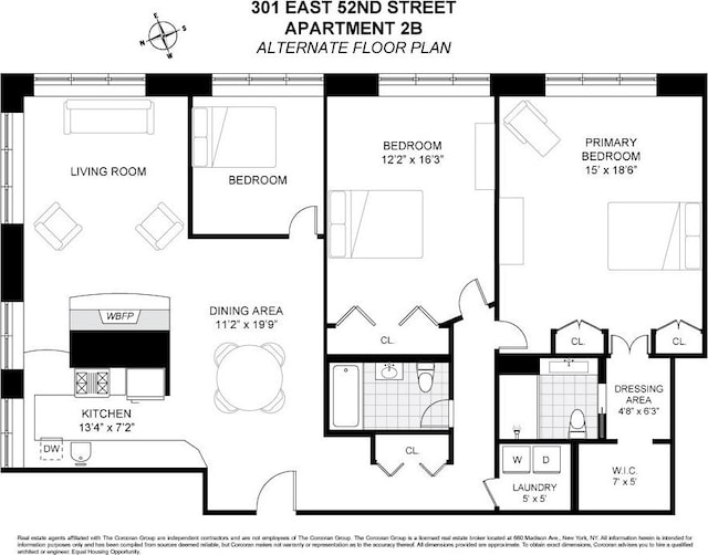 301 E 52nd St Unit 2B, New York City, NY 10022 - floor plan / room layout