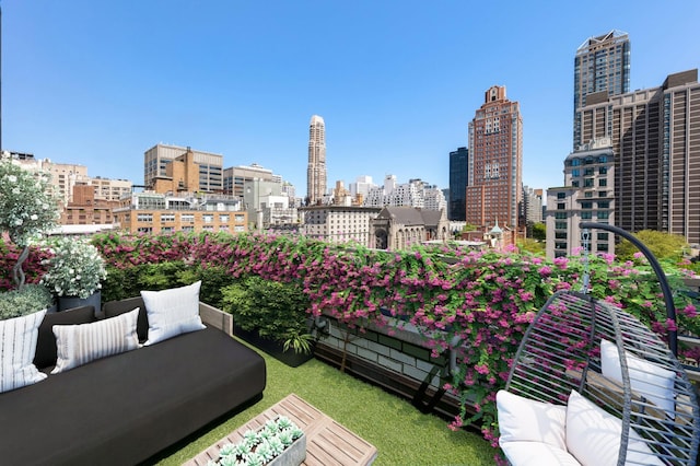 balcony with a view of city