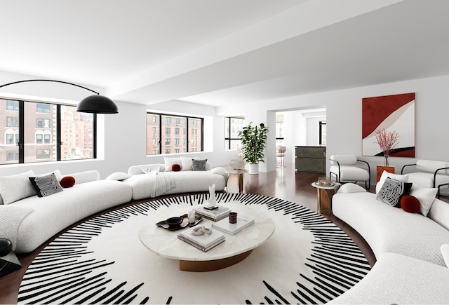 living area featuring wood finished floors