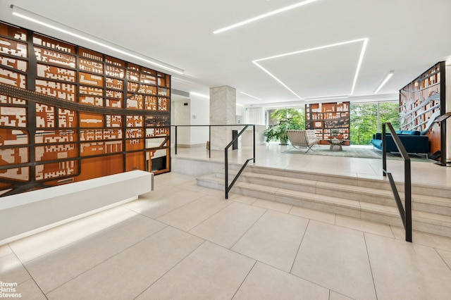 hallway featuring tile patterned floors