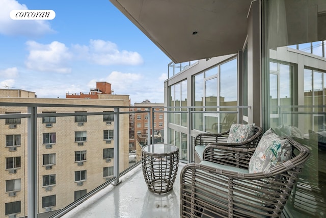 balcony with a view of city