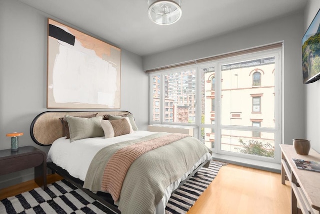 bedroom featuring light hardwood / wood-style floors