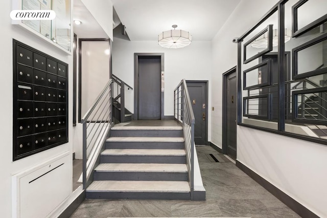 240 E 30th St Unit 3A, New York City, NY 10016 - stairway with baseboards and mail area