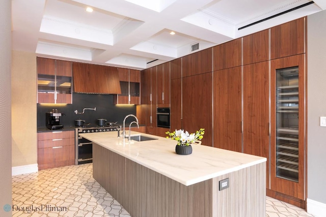 unfurnished room with dark hardwood / wood-style flooring, a notable chandelier, and crown molding