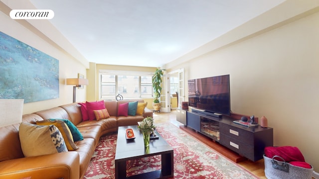 living room with hardwood / wood-style floors