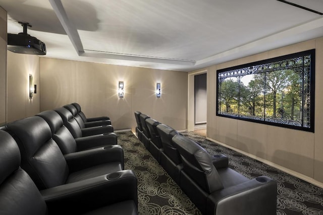 view of carpeted home theater room