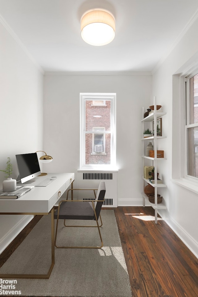 530 E 90th St Unit 2J, New York City, NY 10128 - office space featuring radiator, wood finished floors, ornamental molding, plenty of natural light, and baseboards