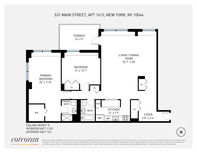 531 Main St Unit 1613, New York City NY, 10044, 2 bedrooms, 2 baths condo for sale