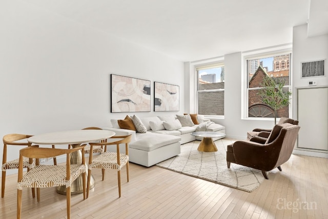 living room featuring light hardwood / wood-style floors