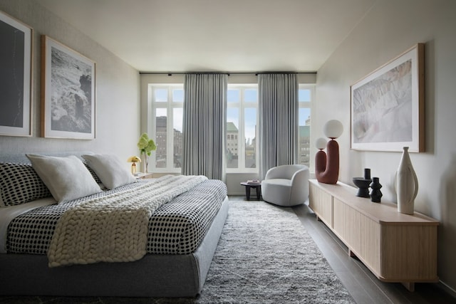 bedroom featuring dark wood-type flooring