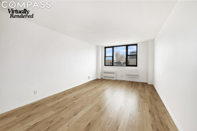 unfurnished room with radiator and light hardwood / wood-style floors