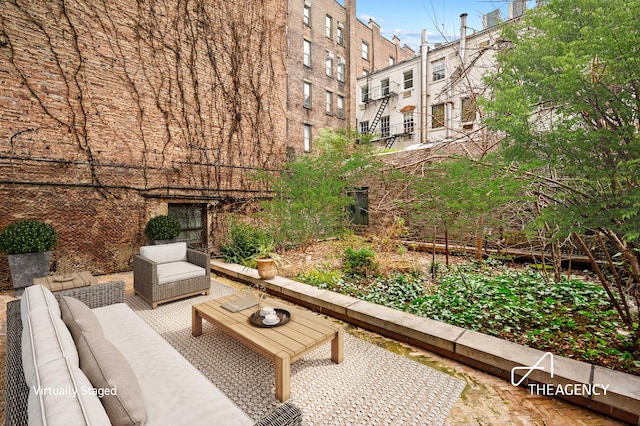 view of patio with an outdoor living space