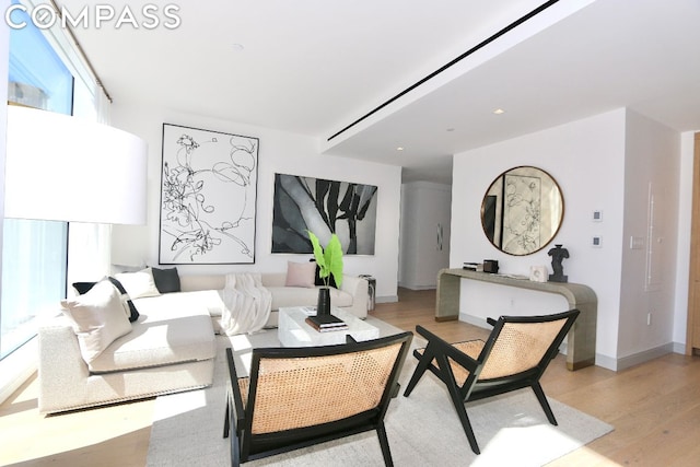 living room featuring light wood-type flooring