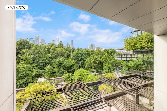 balcony with a view of city