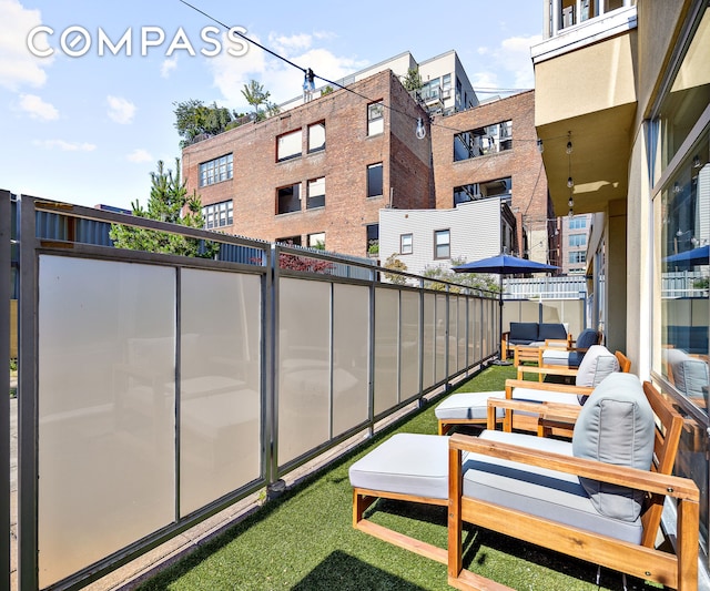 balcony featuring an outdoor living space