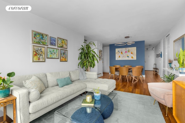 living room featuring hardwood / wood-style flooring