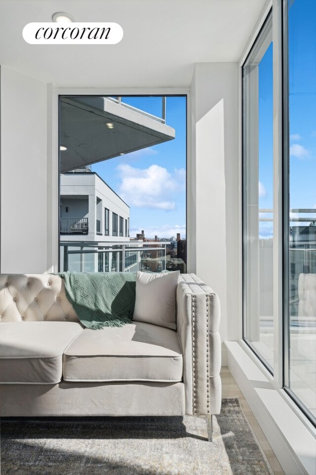 interior space with an outdoor hangout area